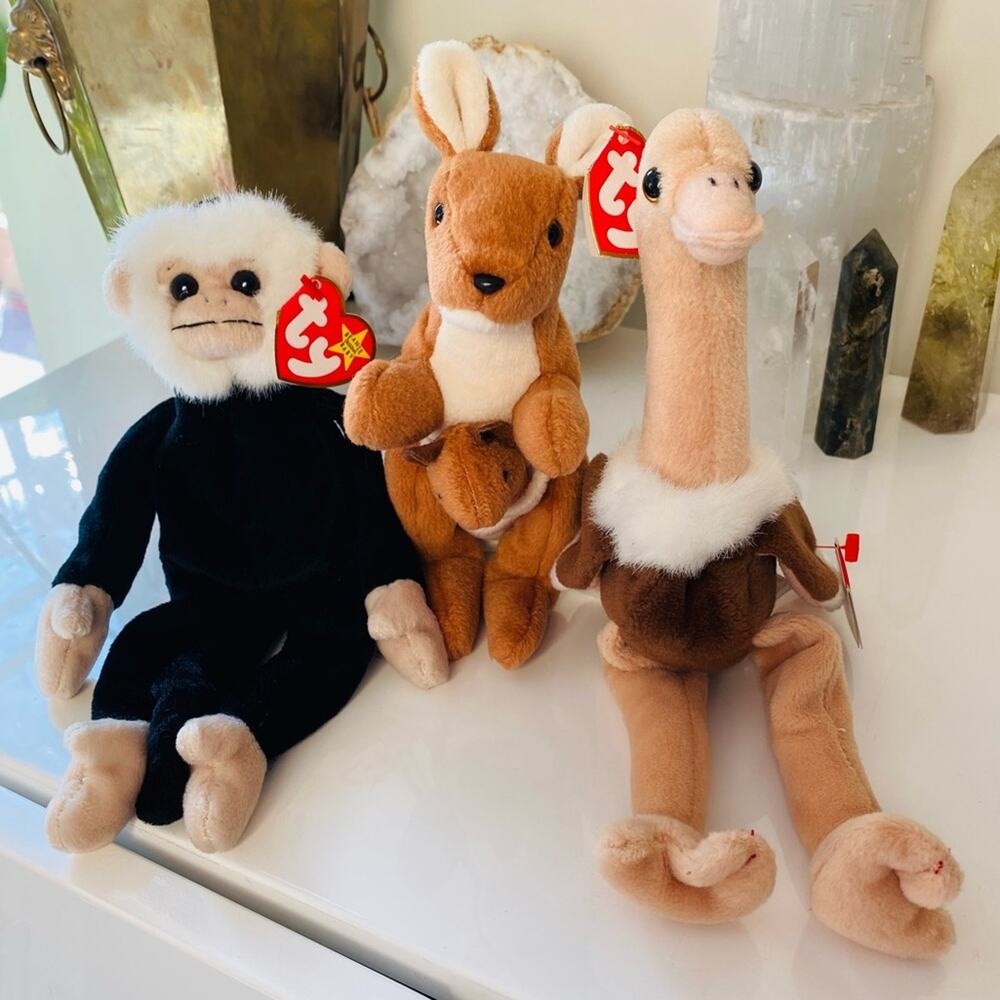 Vintage TY Original 1990s y2k Beanie Babies Stuffed Animal Toy Bundle Lot